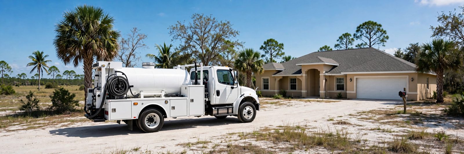 Septic truck at a Golden Gate Estates home